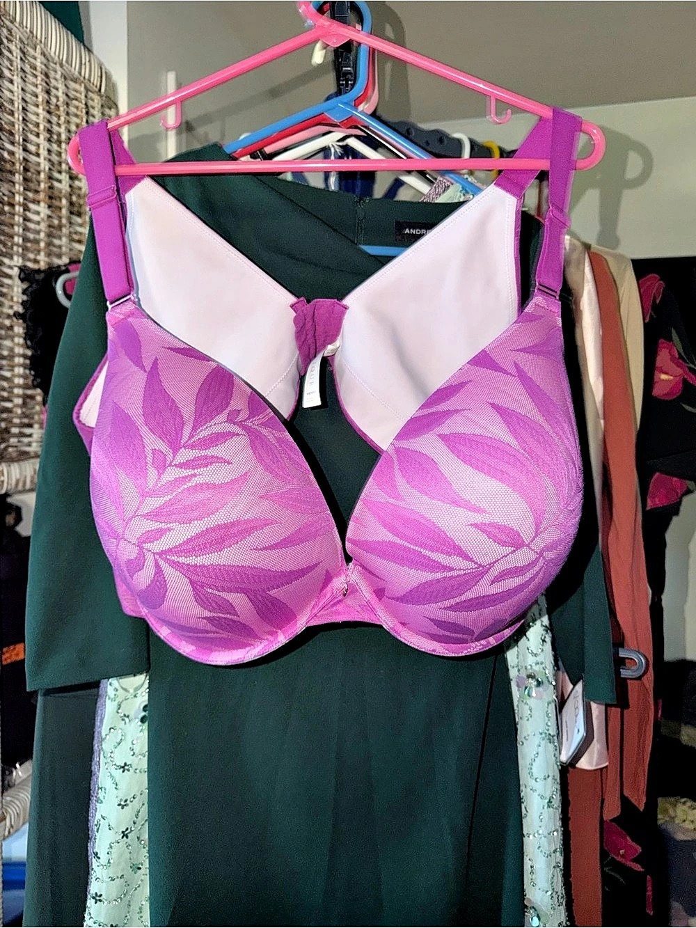 Cacique Comfort Revolution Floral Bra in Pink & Purple 48DDD